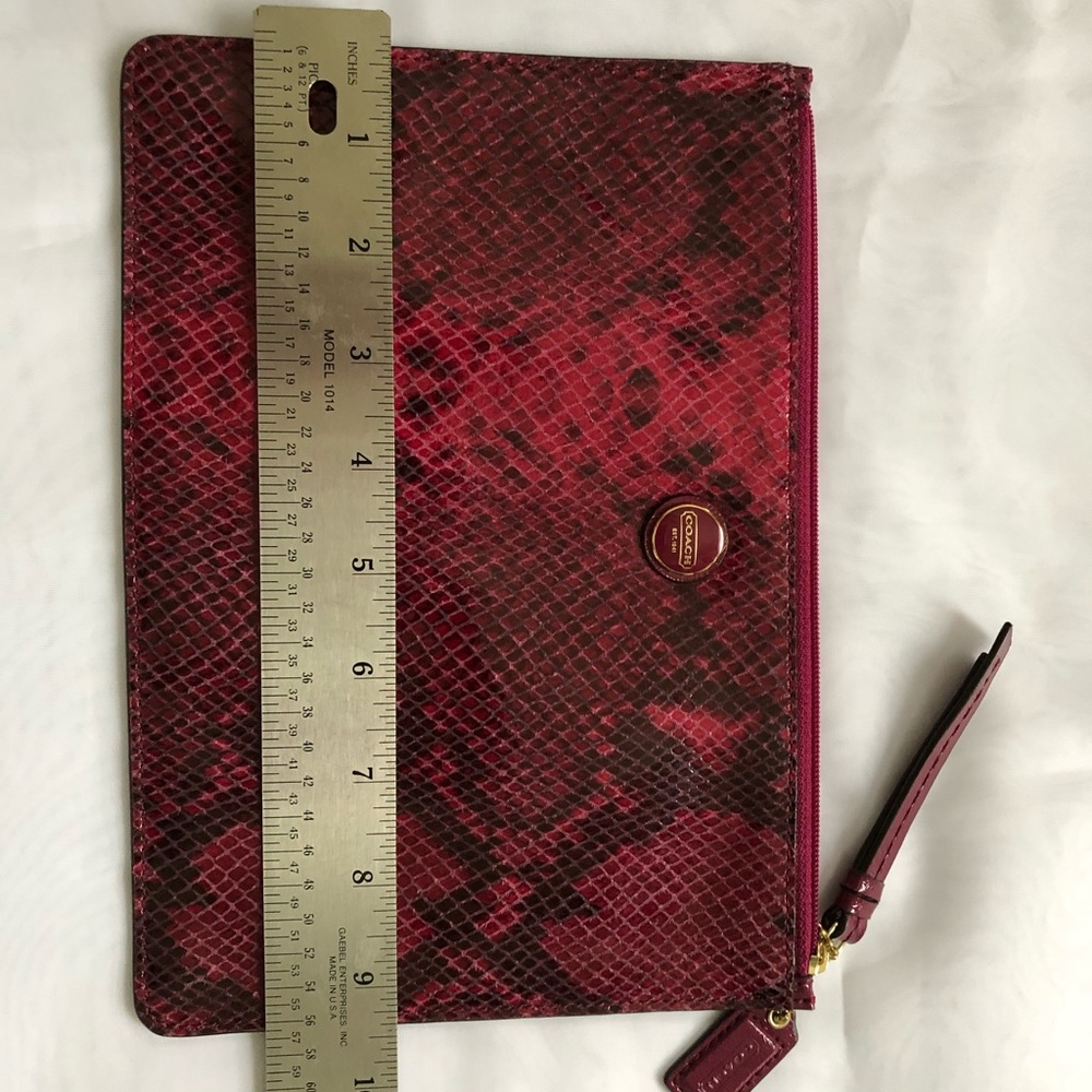 Coach Red Snakeskin-Effect Wristlet Clutch